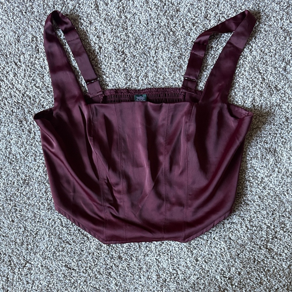 Wild Fable Burgundy Satin crop top